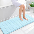 OLANLY Memory Foam Long Bathroom Rugs Runner 47x20, Super Soft Absorbent Bath Mat, Quick Dry, Machine Washable Shower Floor Rugs, Bathmat Carpet, Bathroom Home Decor Accessories, Sky Blue