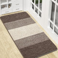 Kitinjoy Indoor Outdoor Door Mat, 47x20 Non-Slip Absorbent Dirt Trapper, Low-Profile Washable Inside Entrance Front Floor Mat, Sturdy Soft Entry Doormats for Entryway, Light Brown