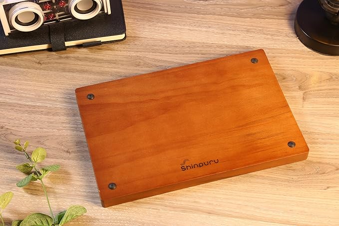 Shinpuru Wooden Valet Tray for Men, Nightstand Organizer with Leather Inlay, EDC Essentials Catchall Tray for Keys, Phone, Wallet, Watch, Earbuds - Bedside Desk Entryway Tray (Wood-Full)