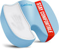 CushZone Seat Cushion, Office Chair Cushions, Car Seat Cushion, Non-Slip Sciatica & Back Coccyx Tailbone Pain Relief Chair Pad, Memory Foamr (Large,Light Blue)