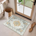 RELEANY Area Rugs Small 2'x3' Washable Non-Slip, Floral Vintage Distress Medallion Carpet for Kitchen Entryway Bathroom, Beige Carbon Grey Orange