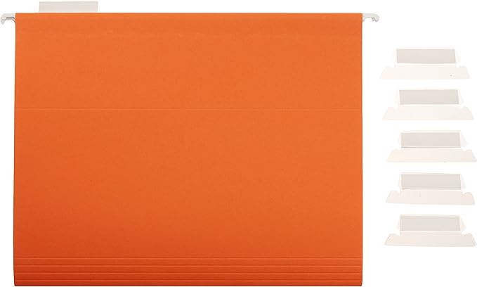Amazon Basics Hanging File Folders with Adjustable Tabs, Sturdy Expandable Document Organizer, Letter Size, Assorted Colors, 25-Pack