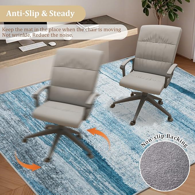 Office Chair Mat for Hardwood Floor, 60"x45" Easy Glide Computer Chair Mat Protector for Rolling Chair Under Desk Rug Nonslip Backing, Machine Wash