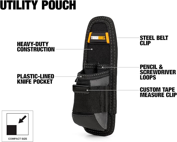 ToughBuilt - Utility Pouch, Durable Construction with Multiple Storage Compartments, Organized Design for Professional & Jobsite Use