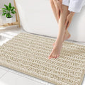 Smiry Bathroom Rugs Mat 34x21, Extra Soft Absorbent Chenille Bath Rugs, Non Slip Rubber Backing Machine Washable Quick Dry Bath Mats for Bathroom Floor, Tub, Shower, Home Decor Accessories, Sand