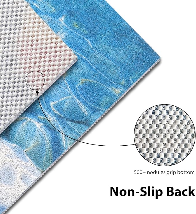 Square Shower Mat, Yonala 24 x 24 Inch Stylish Non Slip Shower Mats for Inside Shower with Central Drain Hole, Soft Trimmable PVC Loofah Anti Slip Shower Mat for Walk in Shower Stall, Quick Drying