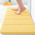 OLANLY Memory Foam Bath Mat 35x16, Super Soft Absorbent Bathroom Rugs, Quick Dry, Machine Washable Shower Floor Rugs, Bathmat Carpet, Bathroom Home Decor Accessories, Yellow