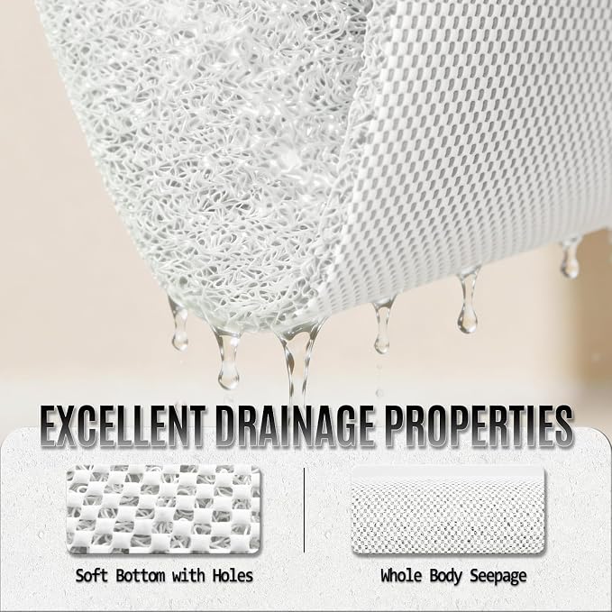 Joyhalo Shower Mat Bathtub Mat Non Slip, Bathmats Non Slip, Quick Drying Foot Scrubber Loofah Mats for Shower, Tub, Bathroom, Home, 17x24inch, White