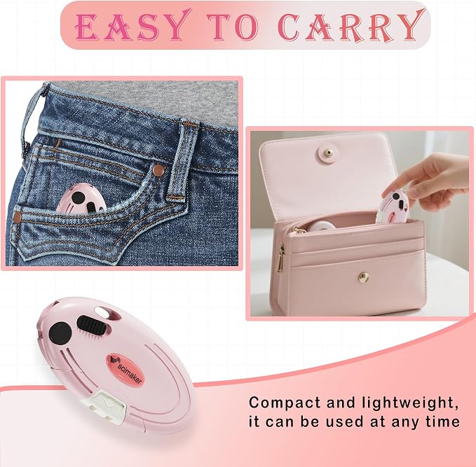 Box Opener with 10 Extra Blades,Mini Box Cutter with Button Lock Mechanism,Razor Blades Utility Knife for Opening Daily Express Boxes, Packages, Envelopes,Paper tapes,Pink,4 Pcs.