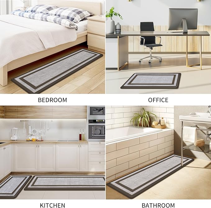 Mattitude Kitchen Mats Set of 2 Cushioned Rugs Anti-Fatigue Mats for Kitchen Floor,Waterproof Non-Slip Mats and Rugs Set for Office,Floor,Laundry 17.3"×29"+17.3"×59",Chocolate