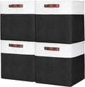 Bagnizer 13x13 Cube Storage Bins, Collapsible Fabric Storage Box, 4 Pack Closet Baskets with Handles for Organizing, Shelf, Toys, Clothes, Home, Office, Nursery (Black&White)