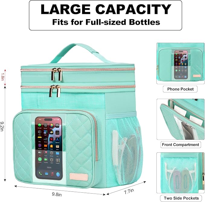 Portable Shower Caddy College Dorm Essentials, Large Toiletry Bag for Women Men, 2 Layers Quickly Dry Mesh Bathroom Tote Bag, Hanging Makeup Organizer Bag for Travel, Gym, Camping (Mint Green)