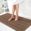 OLANLY Thick Bathroom Runner Rugs 44x24, Extra Absorbent Chenille Striped Bath Rugs, Rubber Backing, Machine Wash Dry, Long Bath Mats for Bathroom Floor, Tub and Shower, Home Decor Accessories, Mocha