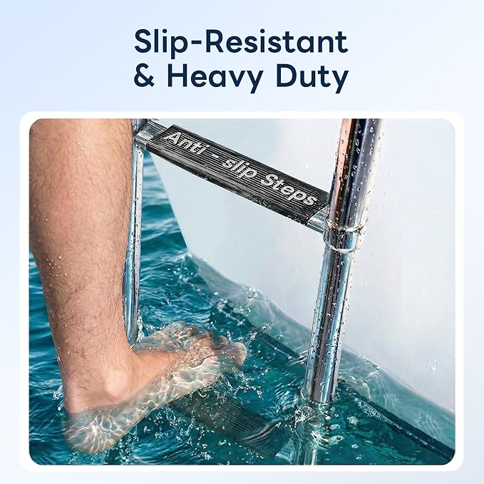 Boat Ladder,Stainless Steel Telescoping Folding Heavy Duty Pontoon Swim Boarding Ladder for Outboards,Yacht,Marine Fishing Boat