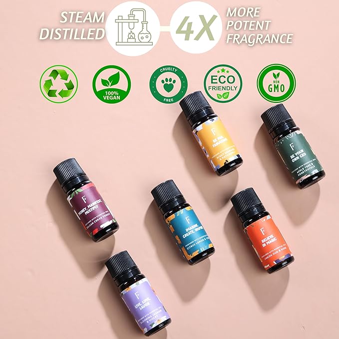 Folkulture Rose, Jasmine & Patchouli Essential Oils Set (6 Fragrance Oils) | Fathers Day & Graduation Gifts | Aromatherapy Gift Set for Her | Diffuser Oils, Relaxing Home Scents