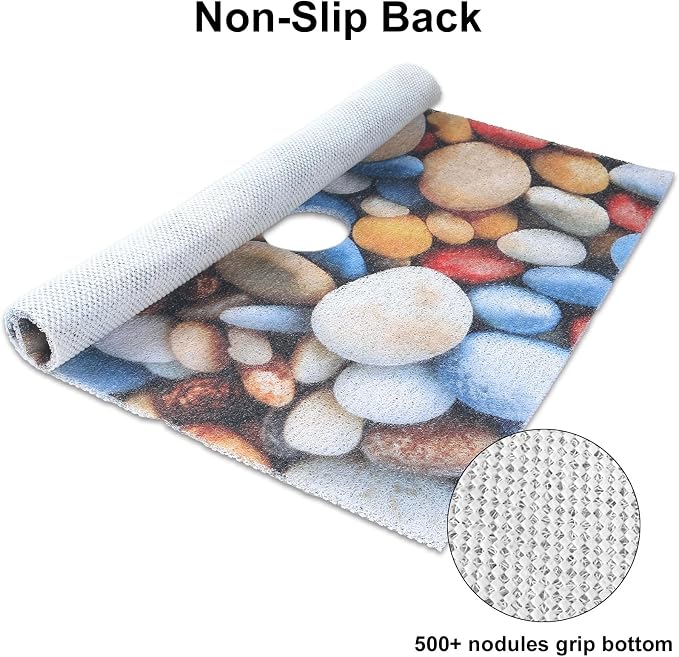 Square Shower Mat, Yonala 27 x 27 Inch Stylish Non Slip Shower Mats for Inside Shower with Central Drain Hole, Soft Trimmable PVC Loofah Anti Slip Shower Mat for Walk in Shower Stall, Quick Drying
