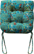 vctops Boho Geometric Chair Cushions with Ties U-Shaped Soft Cozy Cotton Linen Chair Pads Non Slip Seat Cushions for Indoor Dining Room and Kitchen Chairs (Turquoise,16"x16")