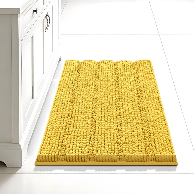 Bcoimo 48x30 Chenille Bath Mat – Non-Slip with Backing Bath Rug Ultra-Absorbent and Machine Washable Bathroom Mat Quick-Dry Design. Ideal for Bathroom Shower and Tub Areas