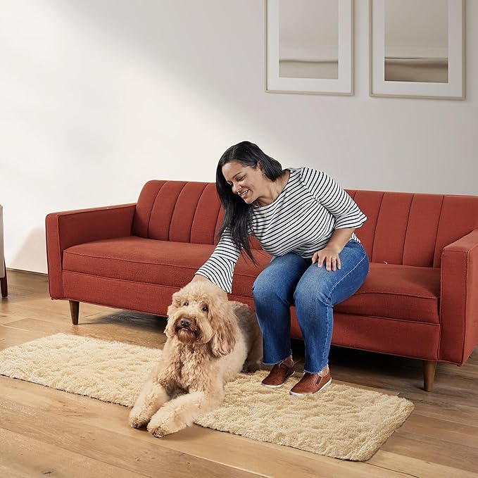 Ophanie Runner Rug for Hallway, 2x6 Upgrade Non-Slip Fluffy Soft Bedside Rugs, Bedroom Living Room Beige Shaggy Carpet for Kids Girls Boys Dorm Nursery Home Decor Aesthetic