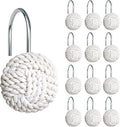 Sunlit Boho Knots Shower Curtain Hooks, Home Decorative White Shower Curtain Rings for Bathroom, Seaside Nautical Shower Curtain Hangers Bathroom Accessories, Set of 12