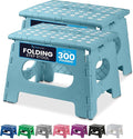 Handy Laundry Folding Lightweight Step Stool - Sturdy Enough to Support Adults - Opens Easy with One Flip - Great for Kitchen, Bathroom or Bedroom (Teal | 2-Pack)