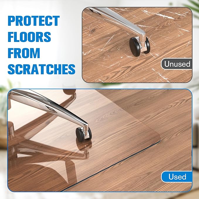 Placoot Crystal Clear Office Chair Mat for Hardwood Floors,48'' x 36'' - Upgraded PVC Transparent Desk Chair Mat Floor Mats Wood/Tile Protection Mat for Office Home