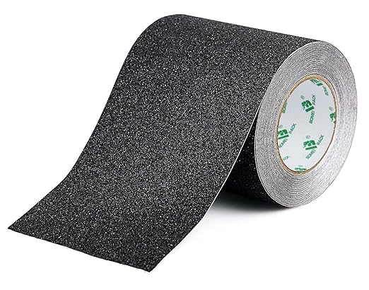 BOMEI PACK Black Anti Slip Tape, 6 Inch x 33 Foot Non-Slip Traction Grip Tape for Stairs, Waterproof Stair Treads Grip Non Slip, Non Skid Tape for Steps, Outdoor Black Grip Tape