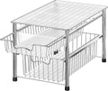 Simple Houseware Stackable 2 Tier Sliding Basket Organizer Drawer, Chrome