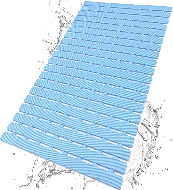 BEMISO BEMISO Shower Mat Non Slip Bathtub Mat with Suction Cups and Drain Holes 27.5 x15.7 Inch Bath Mat for Tub & Shower.Easy Dry,Easy to Cut,Eco-Friendly
