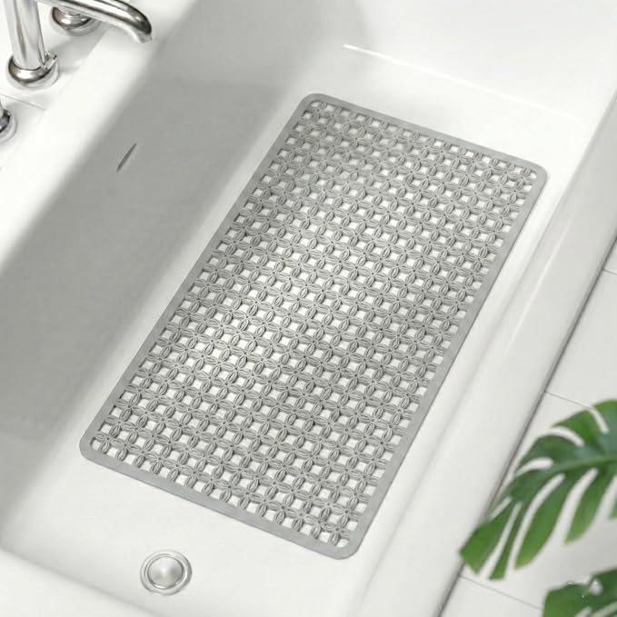 BEEHOMEE Bath Mats for Tub Kids,Baby Toddler - Large Cartoon Non-Slip Bathroom Bathtub Anti-Slip Shower Mats for Floor 27x15,Machine Washable XL Size Bathroom Mats (Grid Pattern 9)
