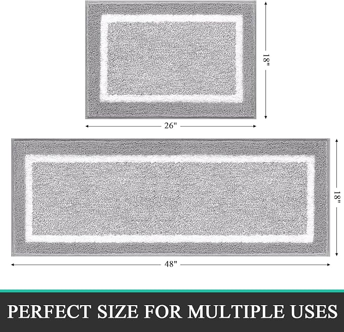 Pauwer Bathroom Sets - Non Slip Bath Mats, Absorbent Shower Rugs for Tub and Floor