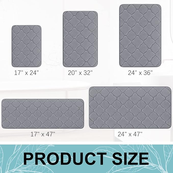 OLANLY Memory Foam Bath Mat Rug 47x24, Ultra Soft and Absorbent Bathroom Rugs, Non-Slip, Comfortable, Machine Washable Bath Carpet for Bathroom Floor, Tub, Shower and Home Decor Accessories, Dark Grey