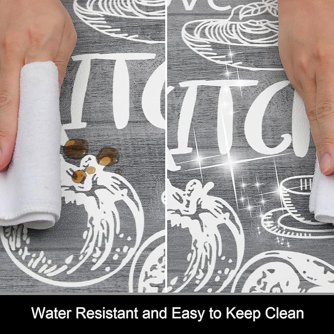 HEBE Kitchen Rugs Set of 2, Cushioned Anti Fatigue Kitchen Mats for Floor, Non Slip Waterproof Comfort Standing Desk Mat Carpet for Sink, Stove, Laundry Room, Gray