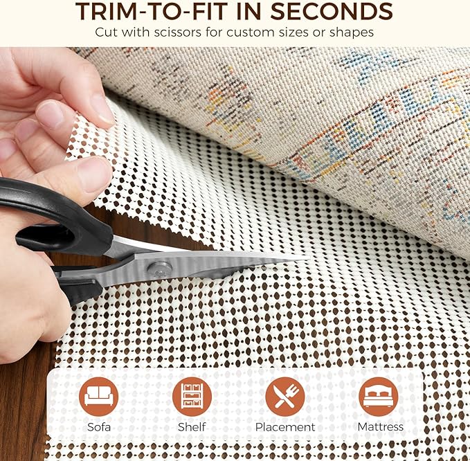 BAGAIL BASICS Round 4 FT Rug Pad Gripper for Hardwood Floors, Non Slip Rug Pads for Area Rugs, Extra Thick Under Rug Padding, Protect Your Rugs & Floors