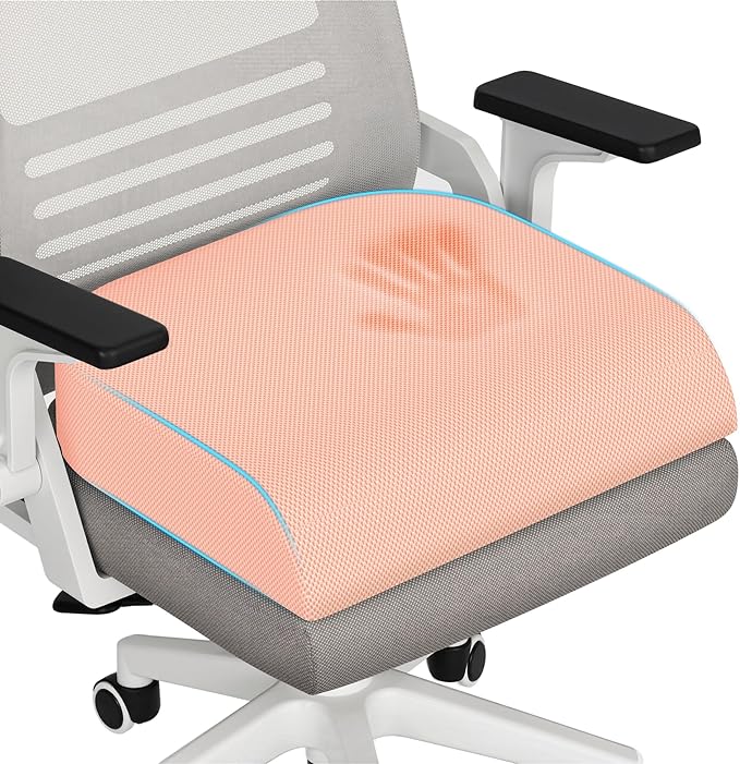 TranquilRelax XLarge Seat Cushion, Memory Foam Cushion for Long Sitting Hours on Office Chair, Home & Car, Non-Slip Chair Pad for Relieving Back & Sciatica & Hip & Coccyx Pain (Pink)