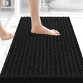 OLANLY Bathroom Rug Mat 24x16, Thick Soft and Absorbent Chenille Bath Mat, Non-Slip Rubber Backing, Machine Washable Quick Dry Bath Rugs for Tub Shower Floor, Home Decor Accessories, Black