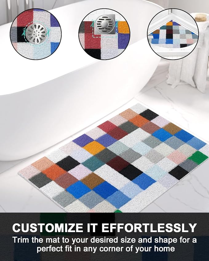 Shower Mat Non Slip - Quick Drying Anti Slip Shower Mats for Inside Shower, Soft PVC Loofah Foot Scrubber Mat, Extra Large Bath Mat for Shower, Tub, Bathroom, Floor, Kitchen, Home, Pool, Hotel