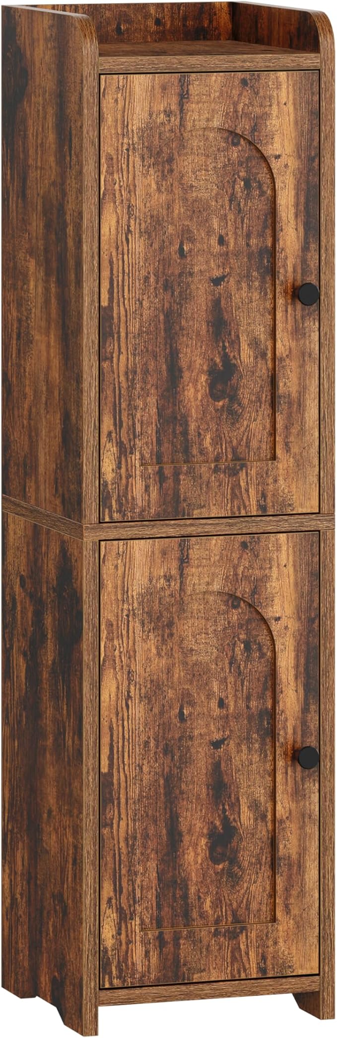Hzuaneri Bathroom Storage Cabinet, Small Corner Floor Cabinet with 2 Doors and Adjustable Shelf, Narrow Toilet Paper Cabinets, Bathroom Organizer for Small Spaces, 7.9"D x 7.9"W x 29.5"H Rustic Brown