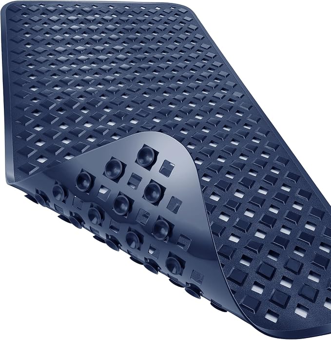Yimobra Bathtub Mat Non Slip, 35"X16" Shower Mat with Strong Suction Cups & Drain Holes, Long Anti Slip Bath Tub Mat for Inside Shower, Machine Washable Fast Drying, Bathroom Essentials, Navy Blue