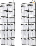 SAVERHO Hanging Shoe Organizer, Over The Door Shoe Organizer with 24 Mesh Large Pockets Door Shoe Rack for Men Women Kids Hanging Door Shoe Holder Size:58x21 Inch (White-2pack)