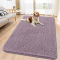 Smiry Dog Door Mat for Muddy Paws 59x35, Absorbent Dirt Trapper, Non-Slip Washable Chenille Entryway Rug for Inside Floor, Deep Plum, Classic Solid