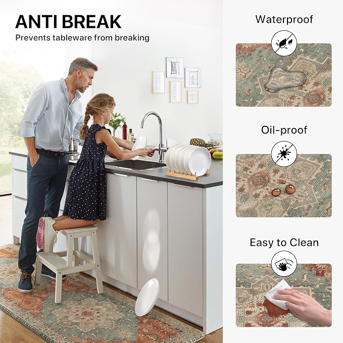 GENIMO Kitchen Mats for Floor, Washable Anti Fatigue Mat for Cushioned, 23.6"x71", Waterproof Kitchen Rugs, Non Slip Comfort Standing Mat Rug for Home, Sink, Laundry, Multi Color