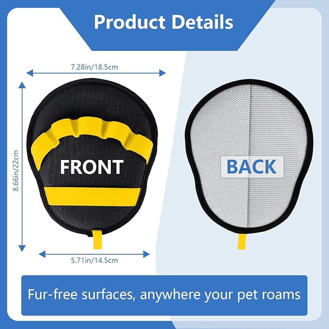 Pet Hair Removal Glove for Dogs & Cats, Reusable Washable Electrostatic Pet Hair Remover Glove, Pet Hair Mitt with Finger Straps for Couch, Carpet, Car Seats, Clothes, Furniture, Yellow
