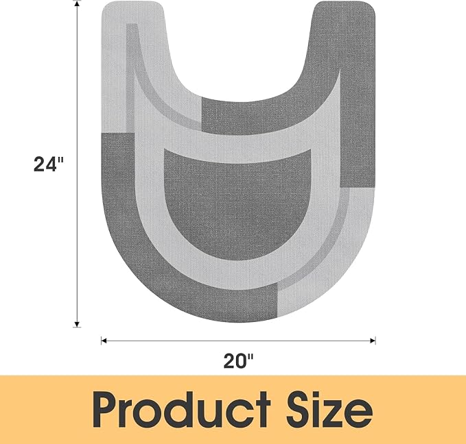 ACCUMTEK Non Slip Bath Mat, Thin Bathroom Rugs Fit Under Door, Quick Dry Bath Mats, Machine Washable Bath Rugs for Bathroom, Bathtub & Kitchen, Grey/Bordered/U-Shaped 24"x20"