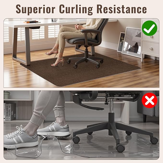 Sycoodeal Office Chair Mat for Hardwood Floor,Slip Resistant Floor Mat for Office Computer Gaming Chair,Heavy Duty Floor Protector for Rolling Chairs,Easy to Clean,Coffee(36"x48")