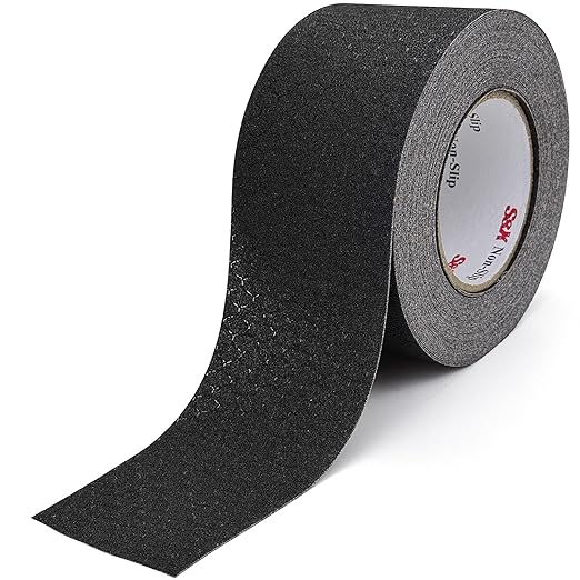 S&X Patterned Anti Slip Tape – 3 Inch x 60 Ft, Black Non Slip Grip Tape with Decorative Grit Surface for Stairs, Floors, and Ramps – Waterproof, Heavy Duty