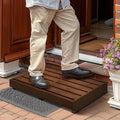 Indoor Wooden Step Stool 3.5'' Height, Outdoor Steps with Non Slip Pads, Step for Outside, Safety Stepping Stool for Bathroom, Kitchen, Bed, Dark Brown