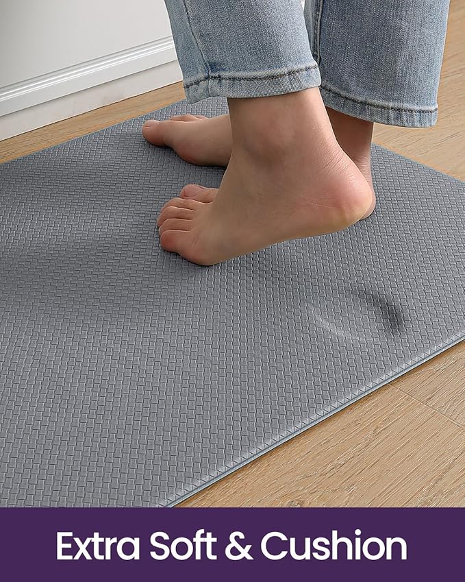 DEXI Kitchen Floor Mats Cushioned Anti Fatigue,2x9 Long Standing Runner Rug Waterproof, Comfort Memory Foam Padded for Front Sink Laundry, Grey