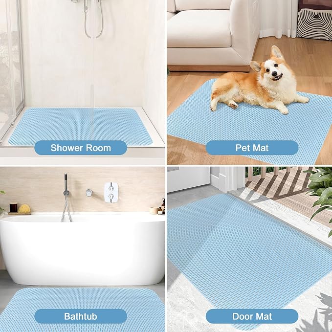 Extra Large Shower Mat: 47"x32" Non Slip Shower Mats for Inside Shower, PVC Anti Slip Shower Stall Mats No Odor, Trimmable Walk in Shower Mats for Elderly Kids