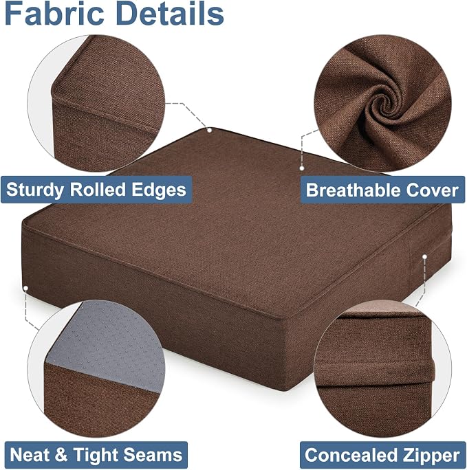 Shinnwa Gel Memory Foam Recliner Cushion for Elderly, Extra Large Seat Cushion, Dual-Layer Foam Chair Pad for Couch, Armchair, Wicker Chairs, Floor, 20 × 20 × 5in, Caramel